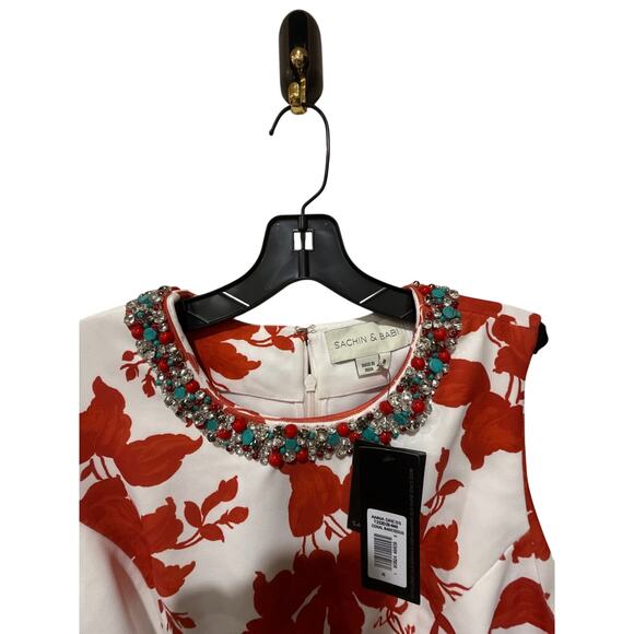 Sachin + Babi Anna Coral Narcissus Floral Print Sheath Dress Size 8 - Picture 8 of 10